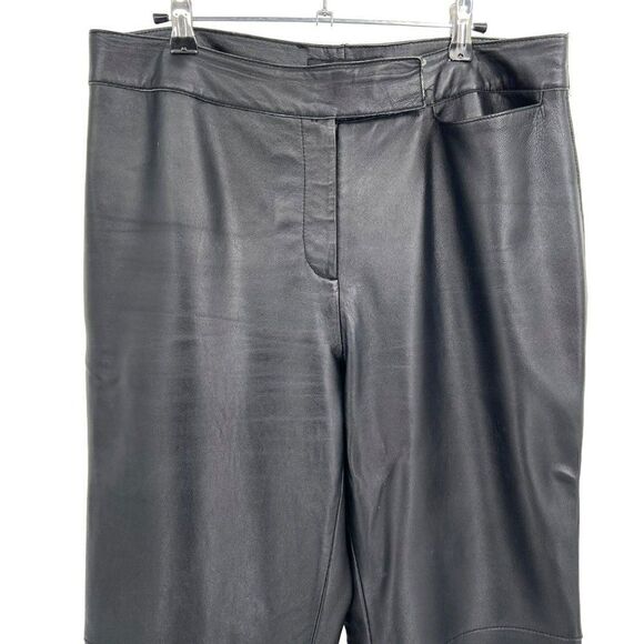 Alfani 100%‎ Leather Fully Lined Boot Cut Pants Black Women's Size 12 - Picture 3 of 11